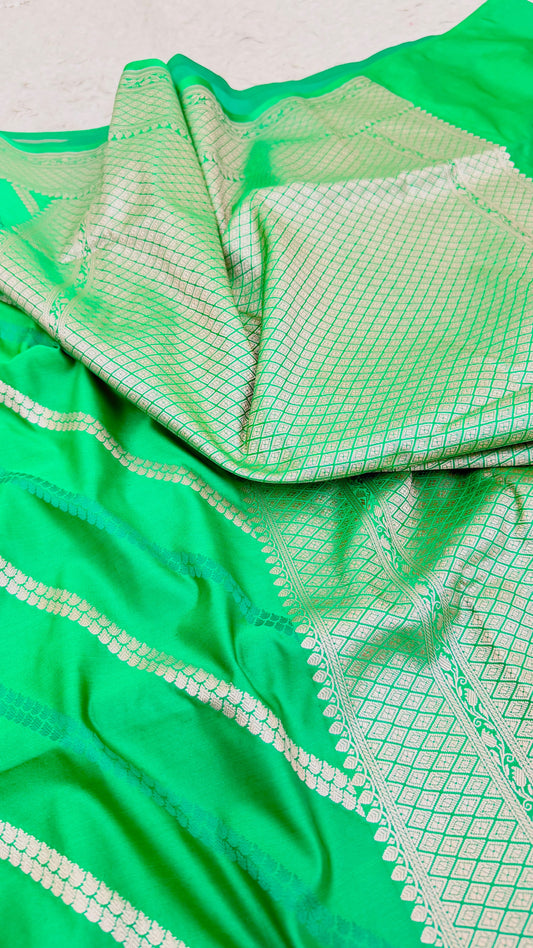 MALACHITE GREEN ADA DESIGN MASHRU KATAAN SILK
