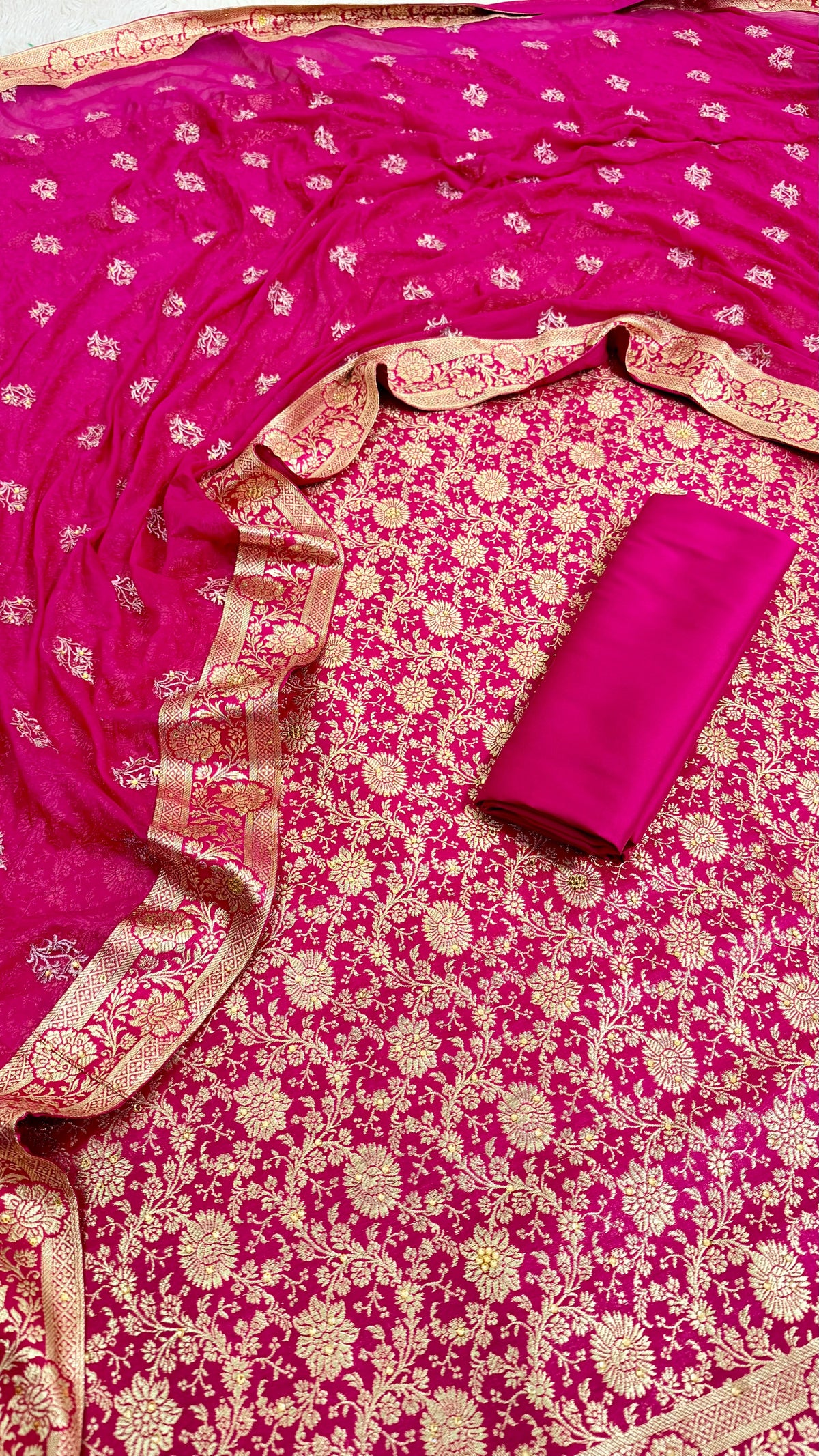 RANI PINK BANARASI KIMKHAB SUIT