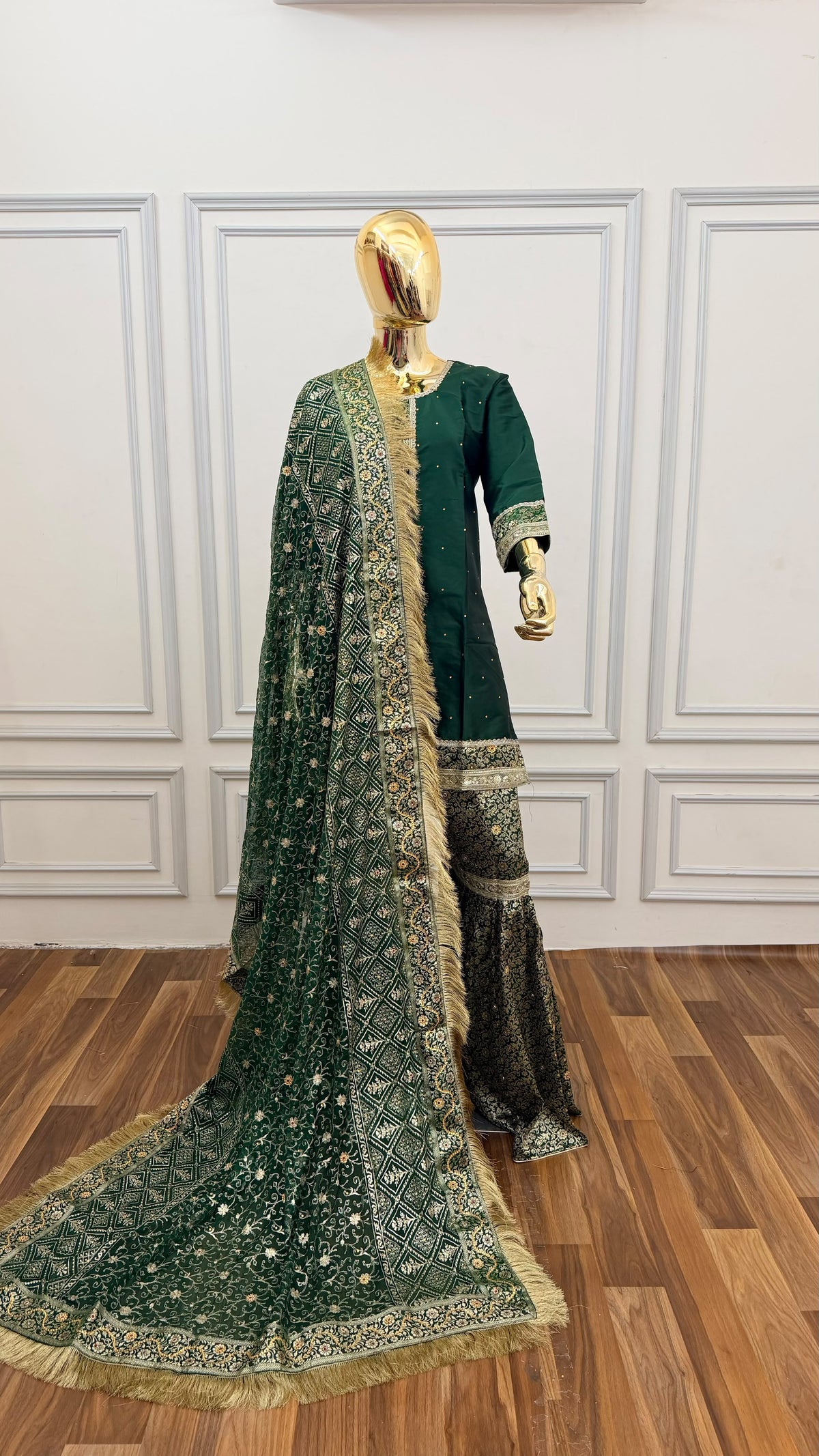 PINE GREEN PLAN TOP KIMKHAB GHARARA
