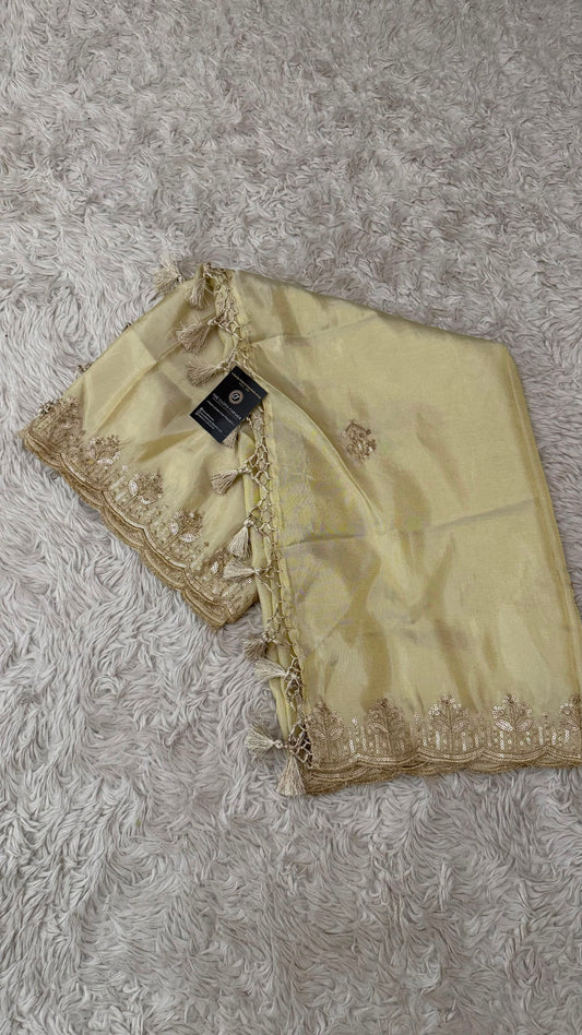 DYEABLE COSMO SILK DUPATTA WITH TUSSEL