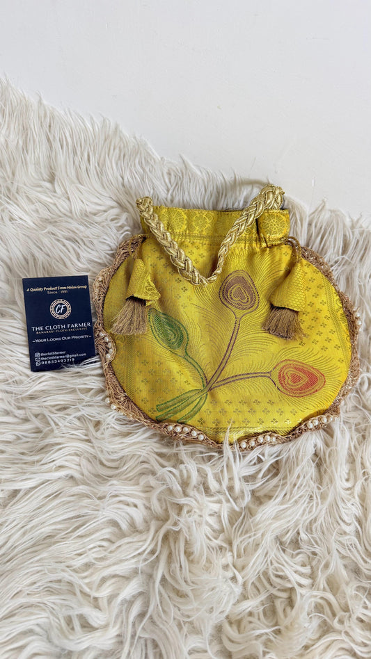 BANARASI YELLOW COLOR MORPANKHI POTLI