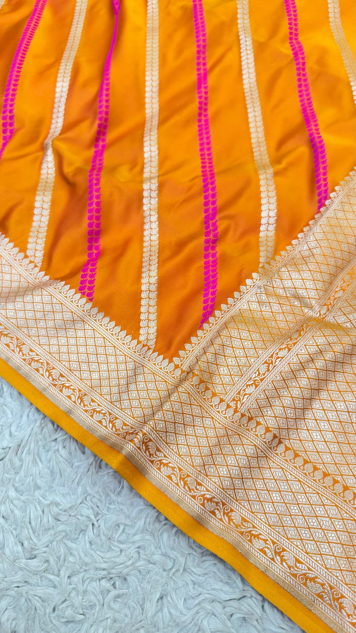 PEACH ORANGE ADA DESIGN MASHRU KATAAN SILK