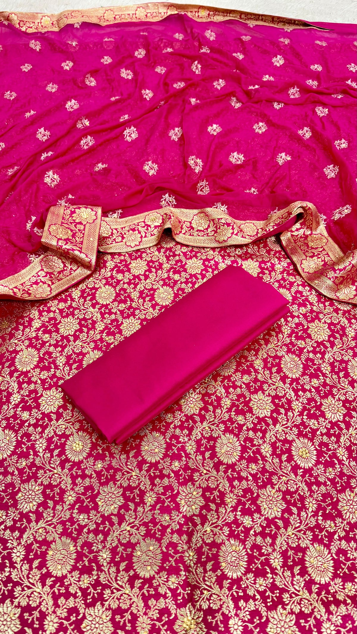 RANI PINK BANARASI KIMKHAB SUIT
