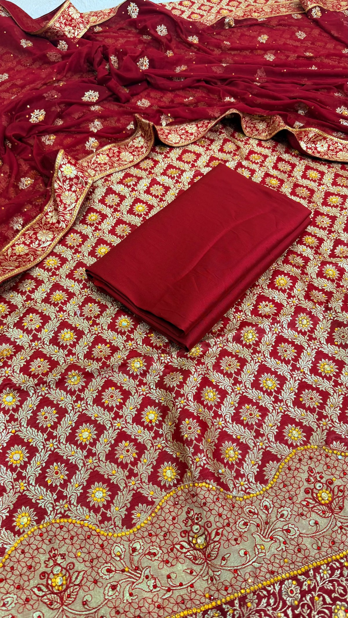 MAROON BANARASI KIMKHAB SUIT