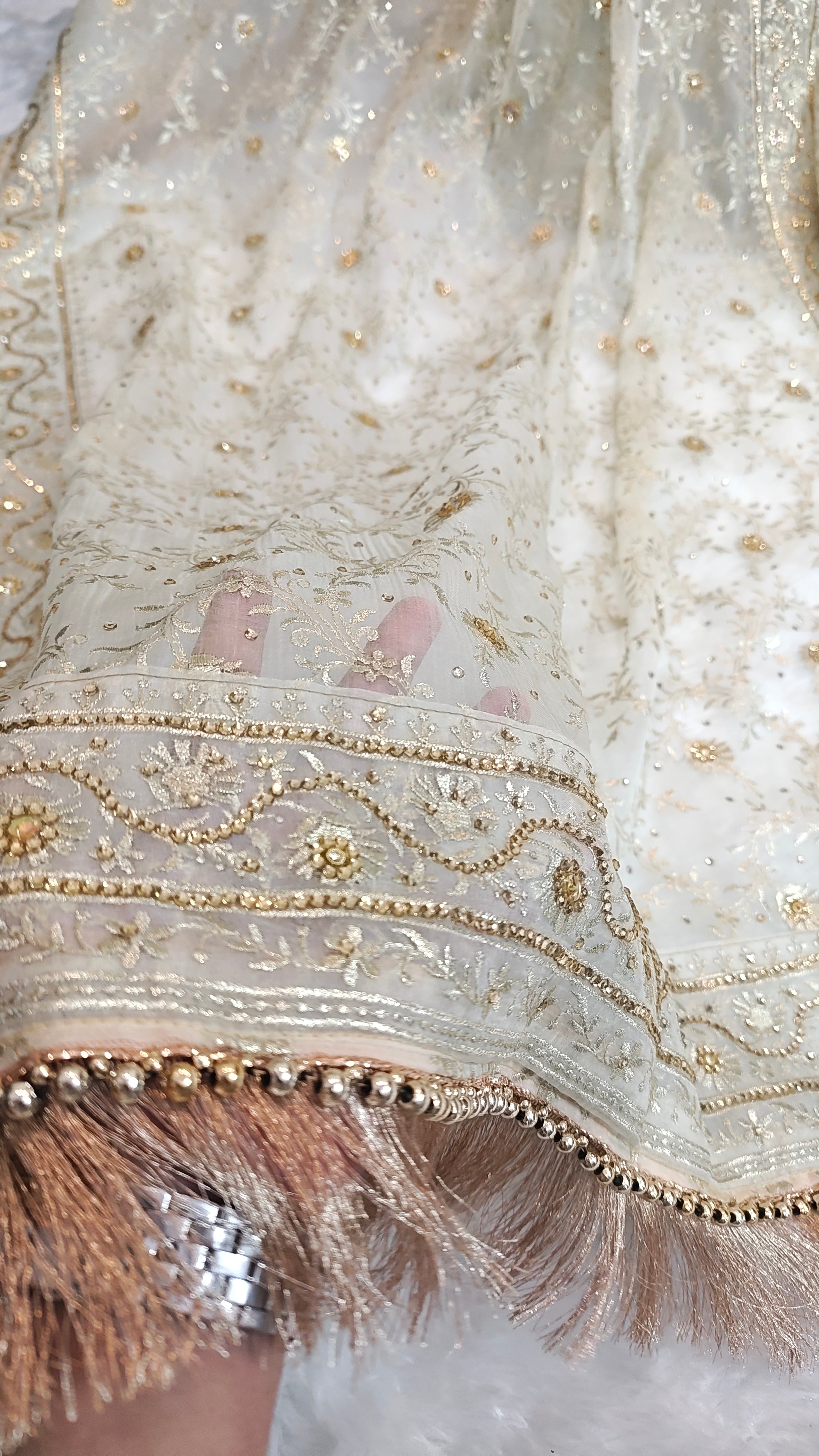 Off white  Jaal Pattern Embroidered Gharara