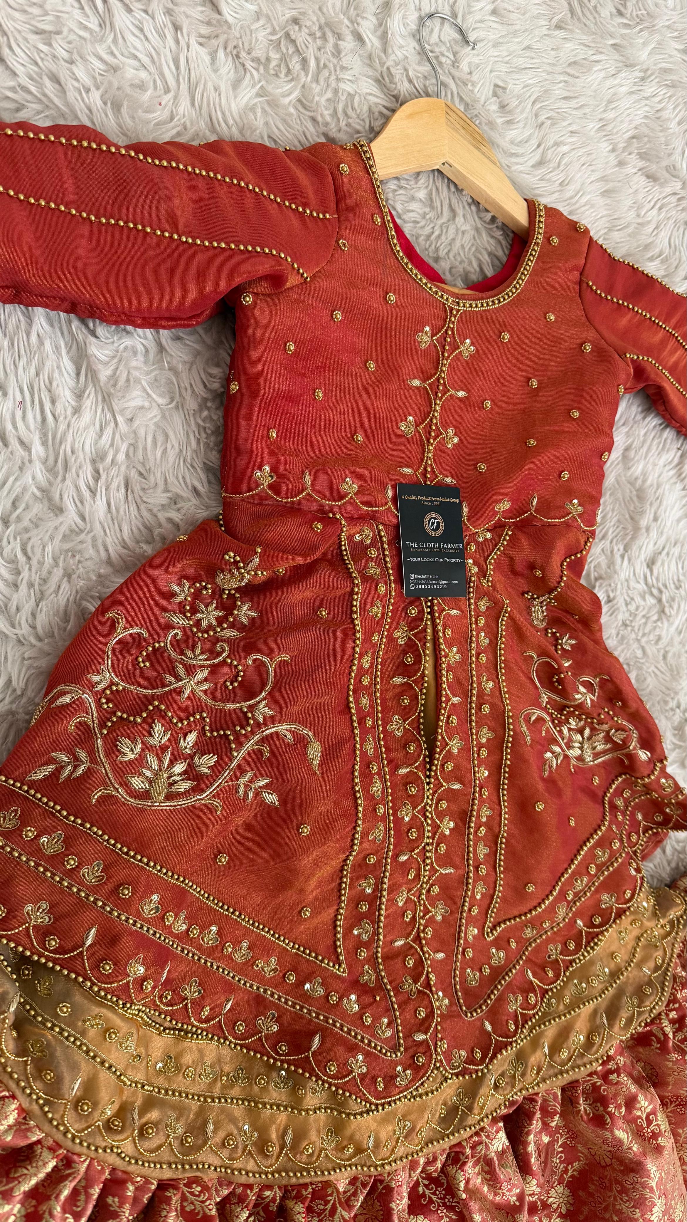 Rust peach indo western with farshi