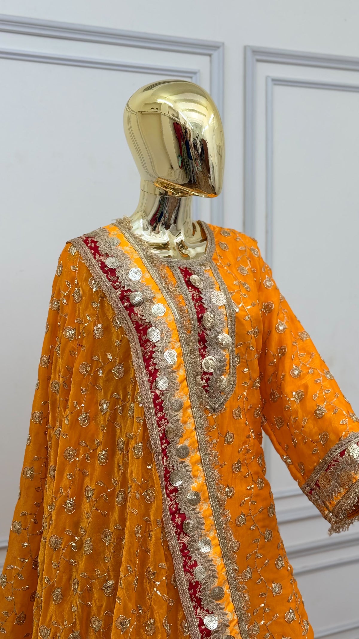 MUSTARD ORANGE RAMPURI GHARARA