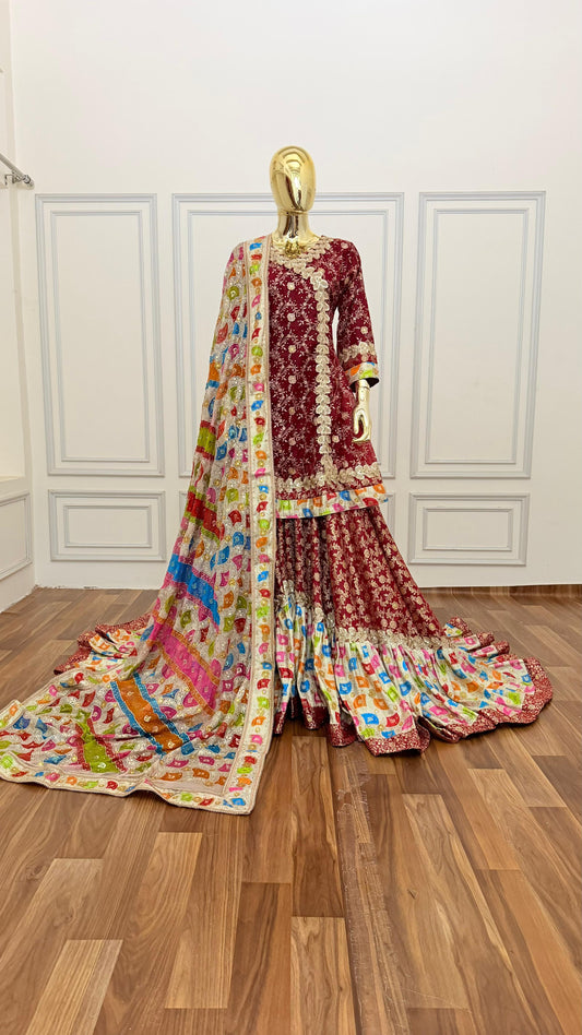 BRIDAL CHATAPATI SHADE ANGRAKHA STYLE FARSHI