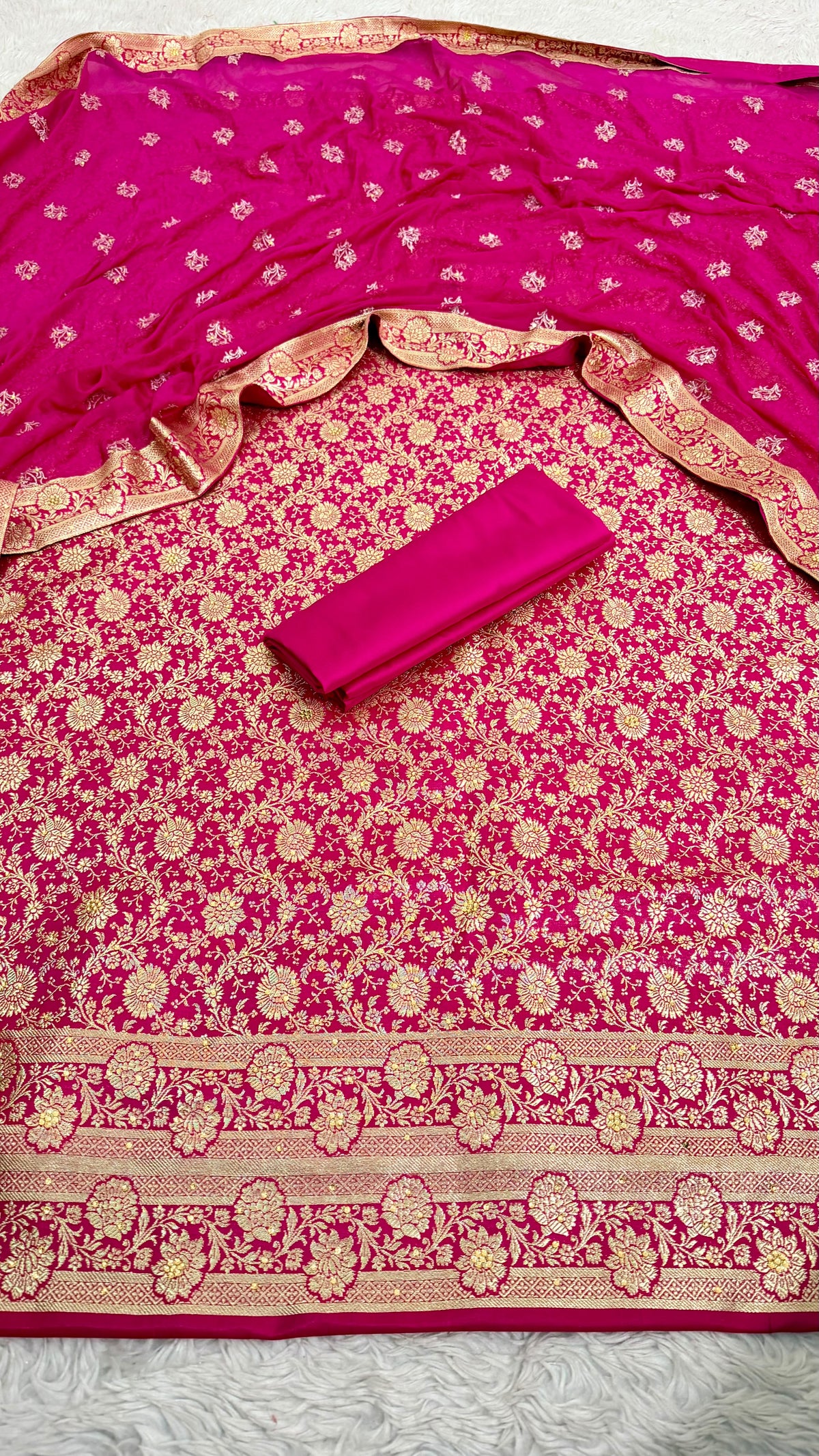 RANI PINK BANARASI KIMKHAB SUIT