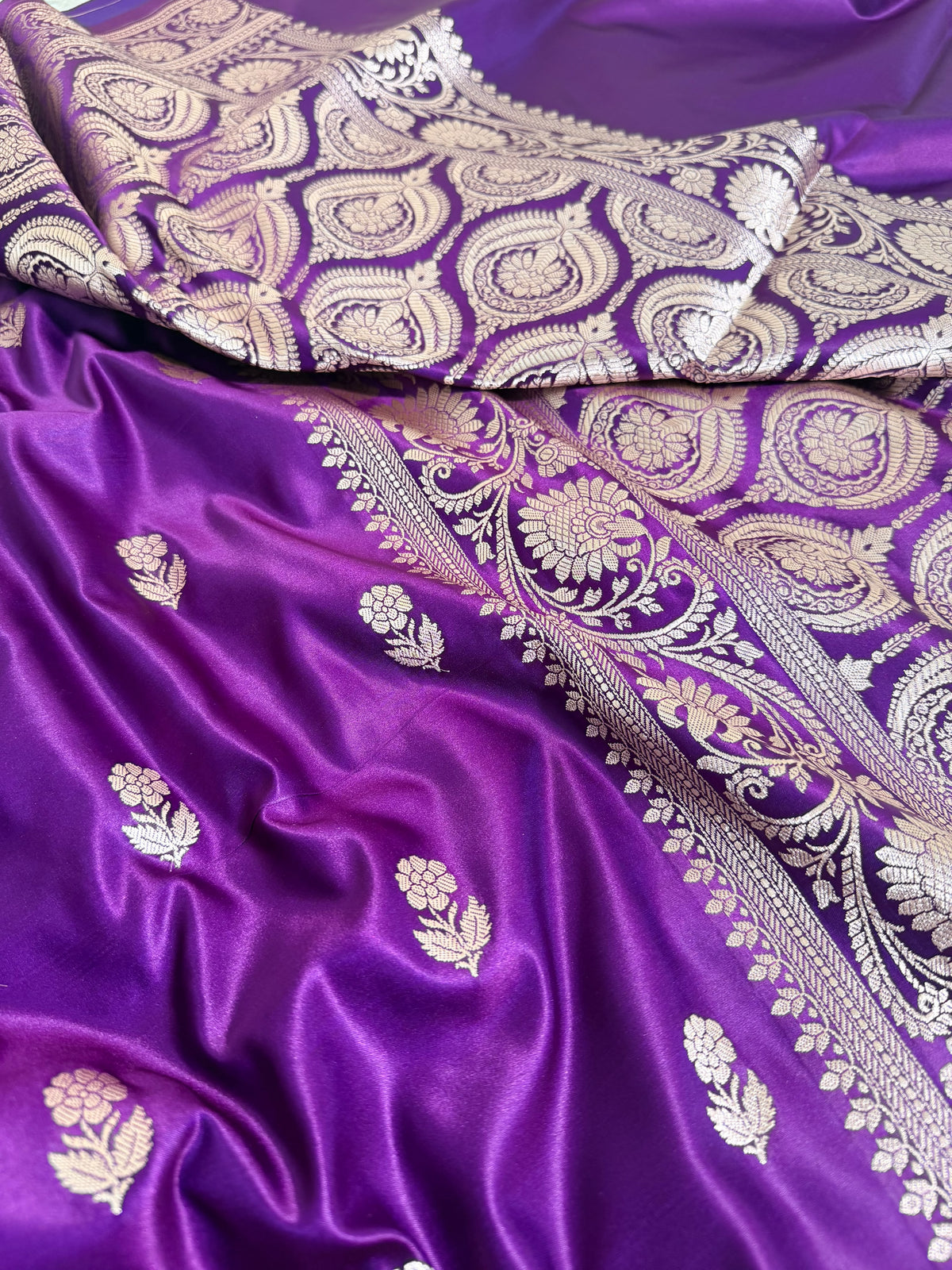 PURPLE MASHRU KATAAN SAREE