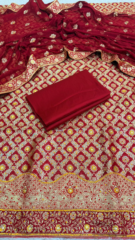 MAROON BANARASI KIMKHAB SUIT