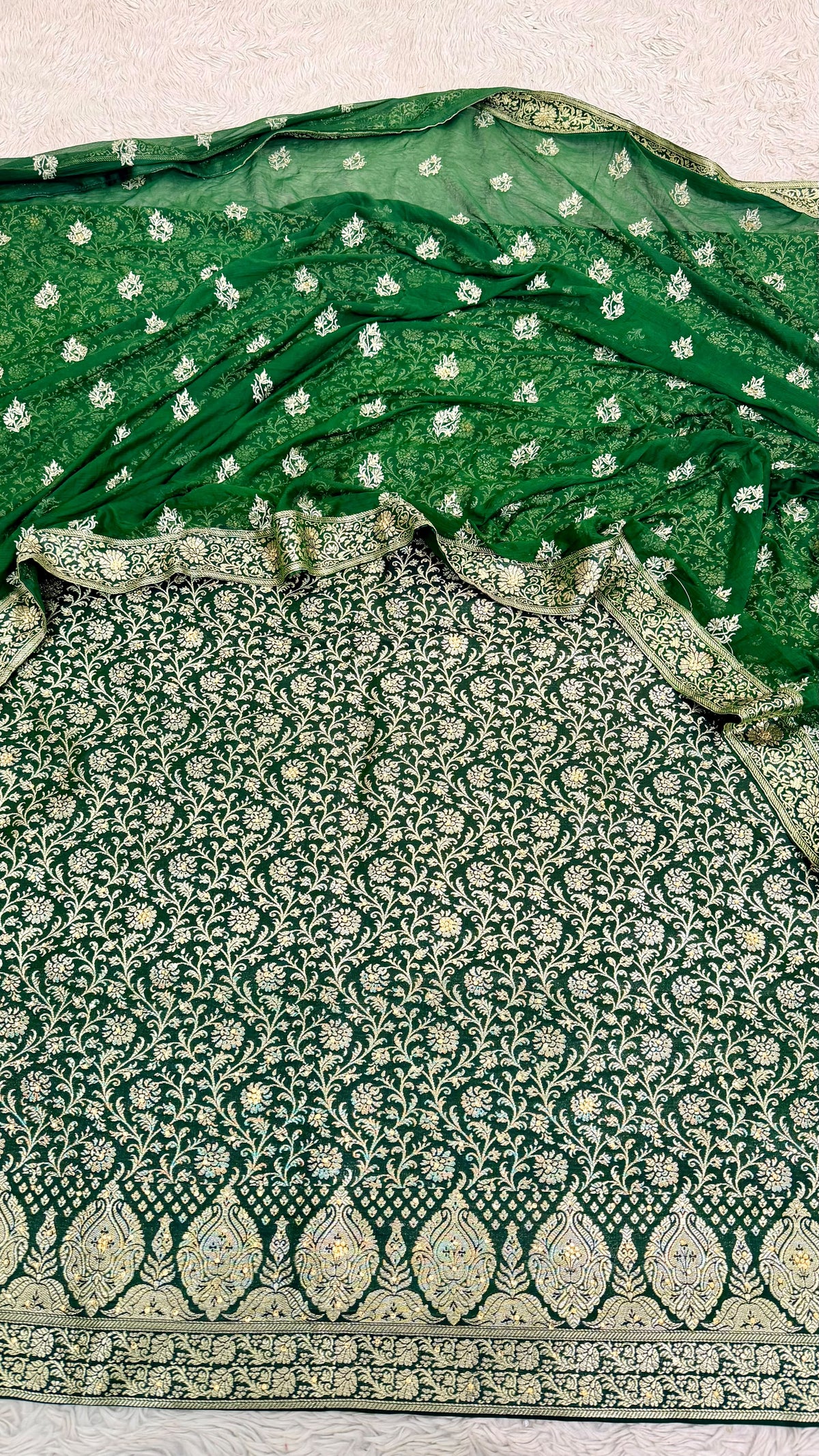 DARK GREEN BANARASI KIMKHAB SUIT