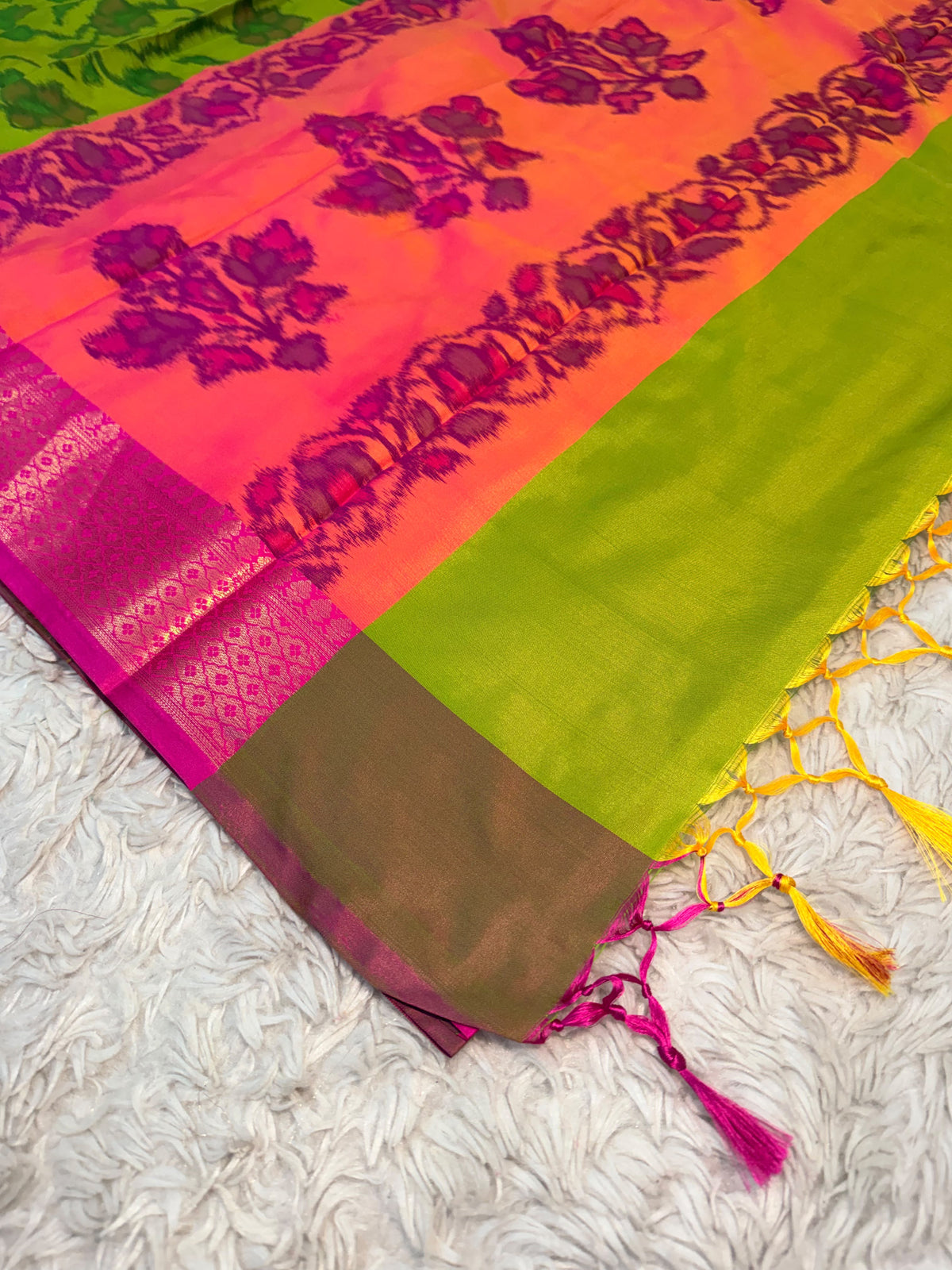 LIME IKAT PRINT SAREE