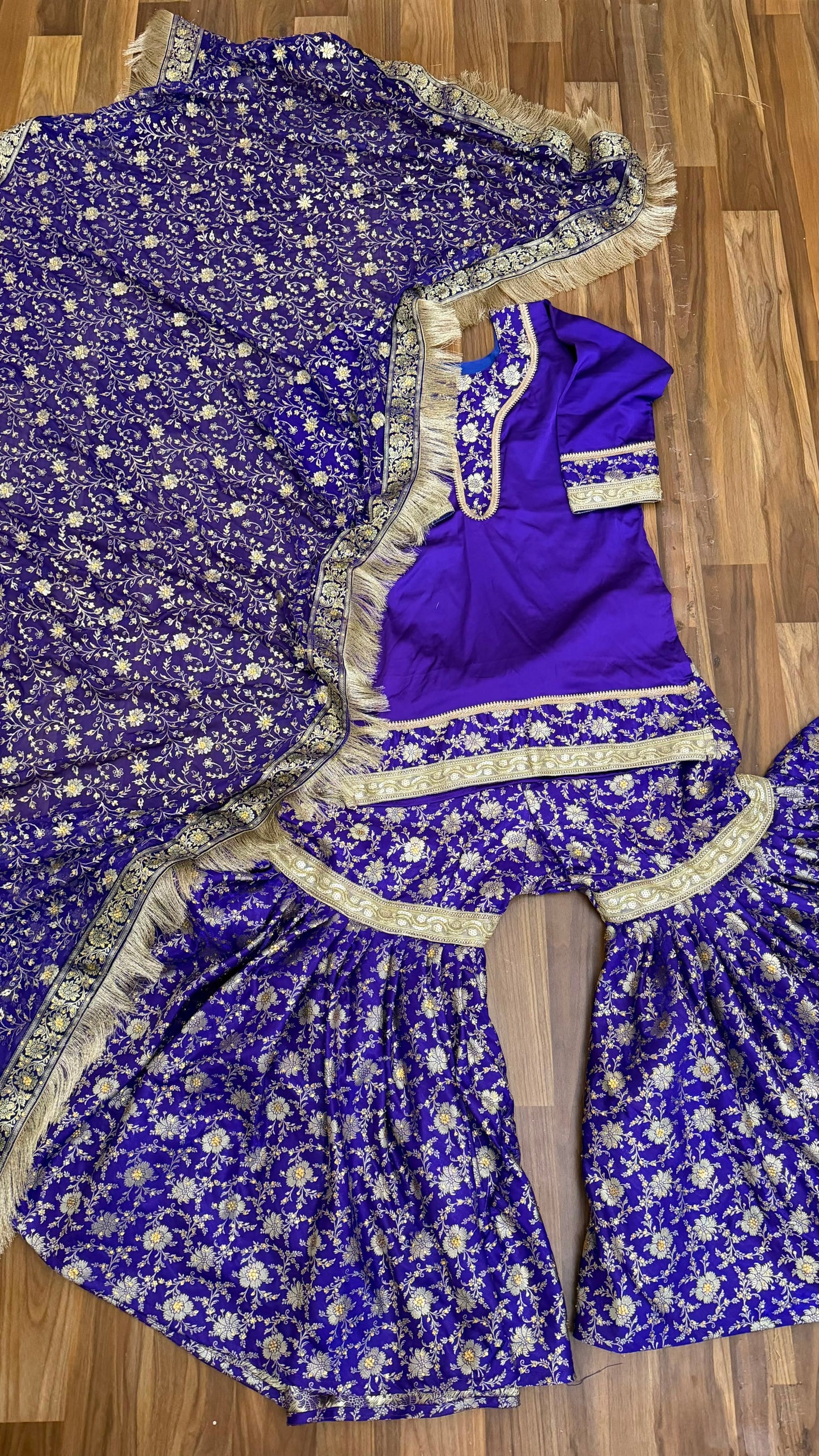 INDIGO BLUE KIMKHAB GHARARA