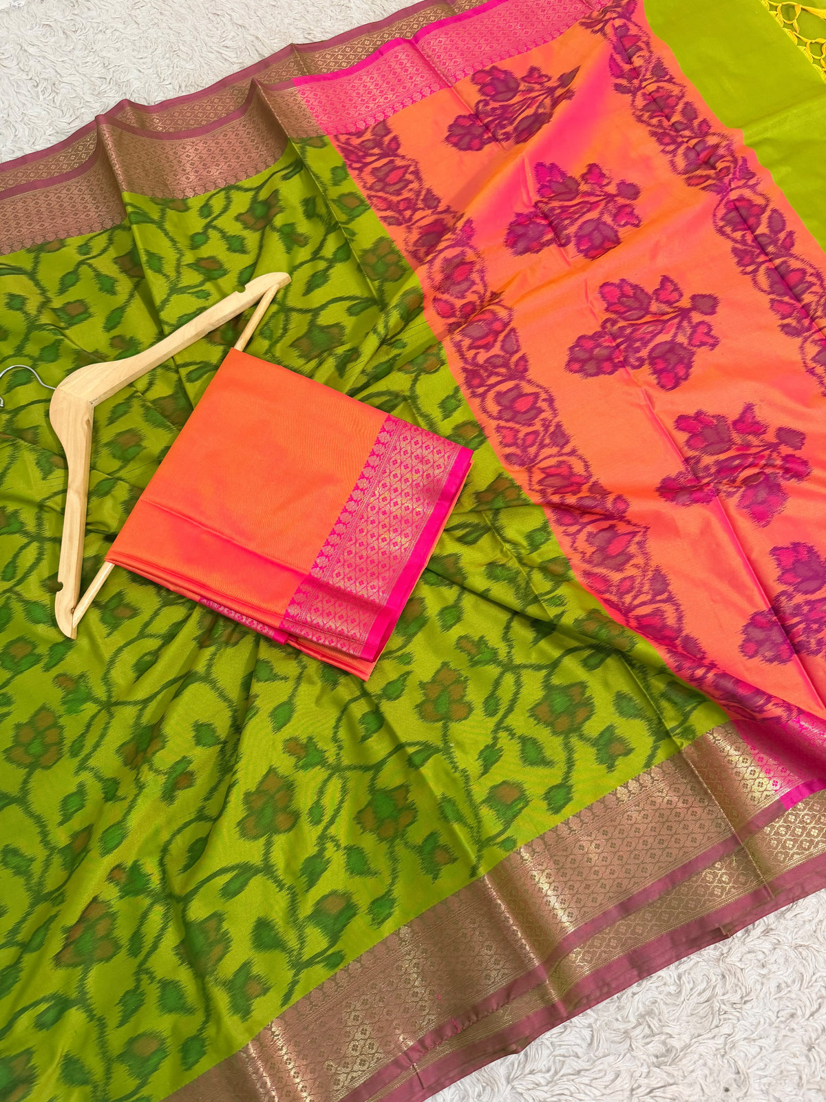 LIME IKAT PRINT SAREE