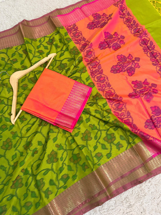 LIME IKAT PRINT SAREE