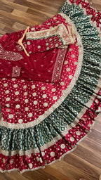 Blood maroon and green contrast farshi