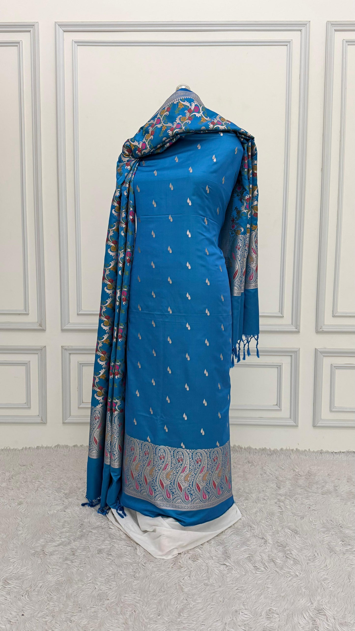 OCEAN BLUE COLOR MEENEDAR 3 PIECE SUIT
