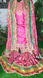 Onion pink shade  Embroidered Gharara with Viscose silk base