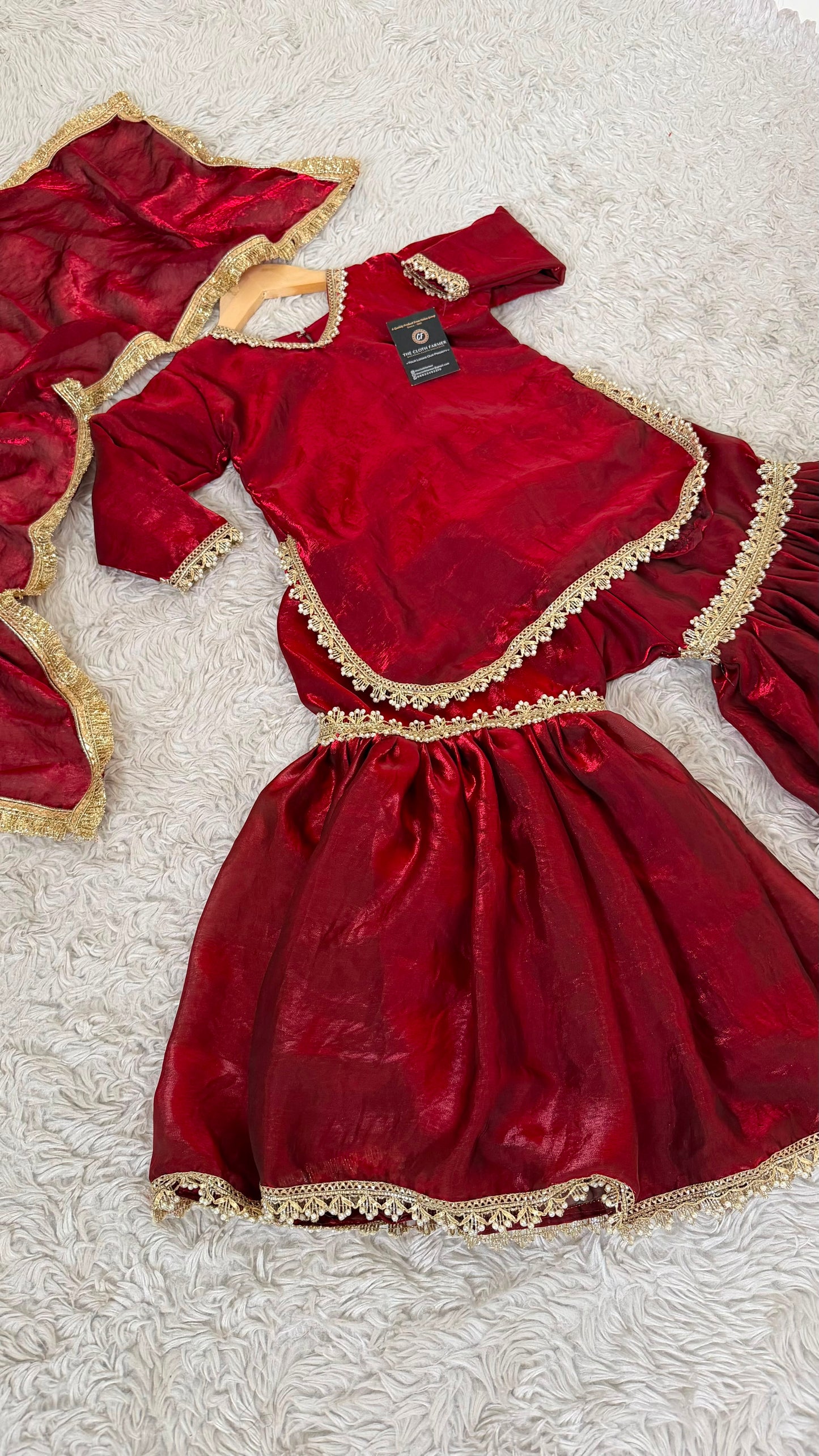 BLOOD MAROON KIDS GHARARA