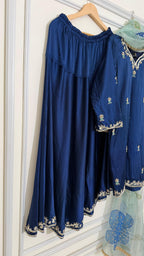 Neavy blue zardozi sharara with floral dupatta