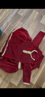 Italian shimmer silk based blood maroon gharara