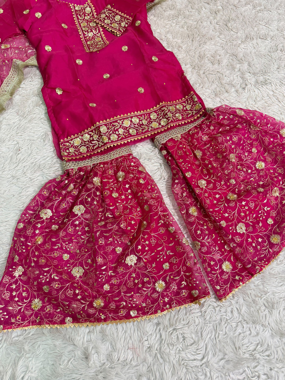 RANI PINK ORGANZA KIDS GHARARA