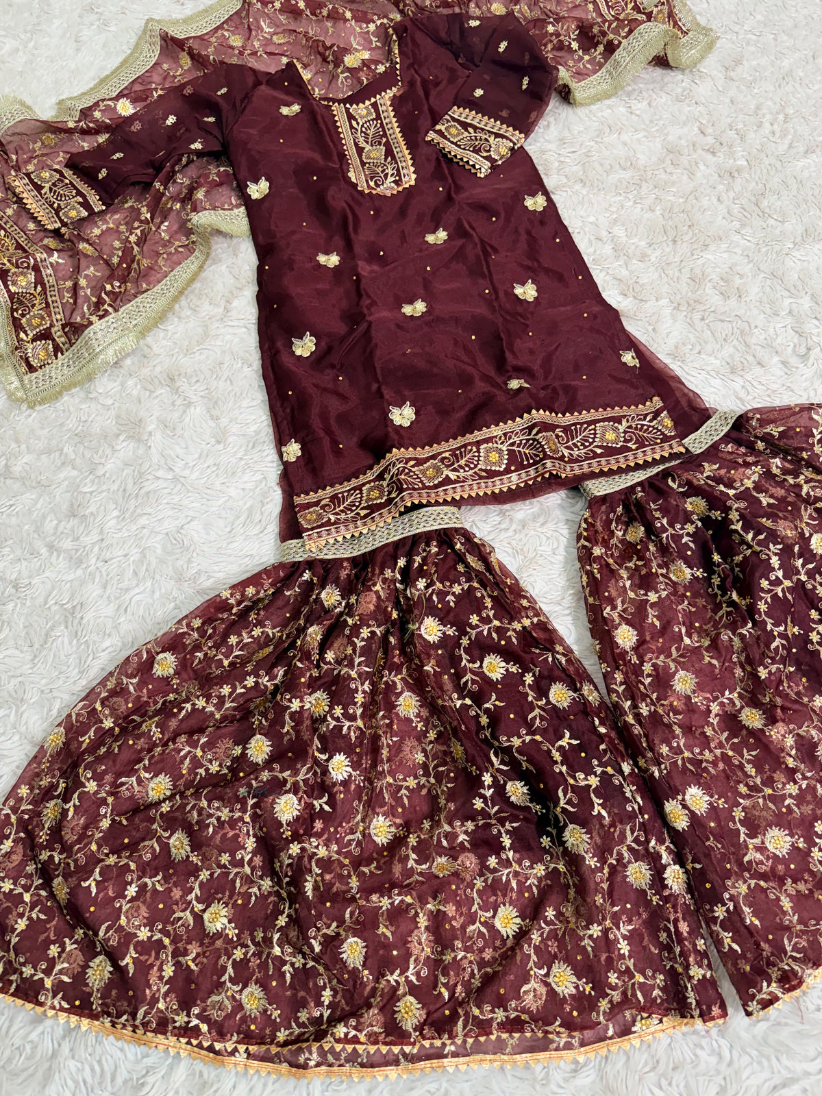 COFFEE ORGANZA KIDS GHARARA