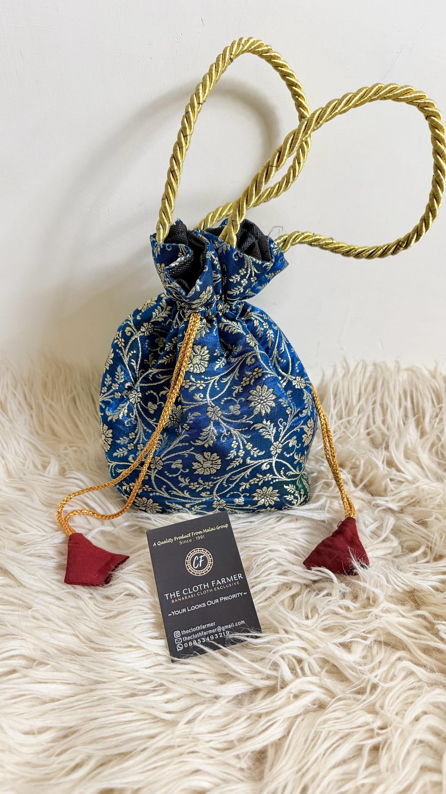 BLUE COLOR BANARASI KIMKHAB POTLI