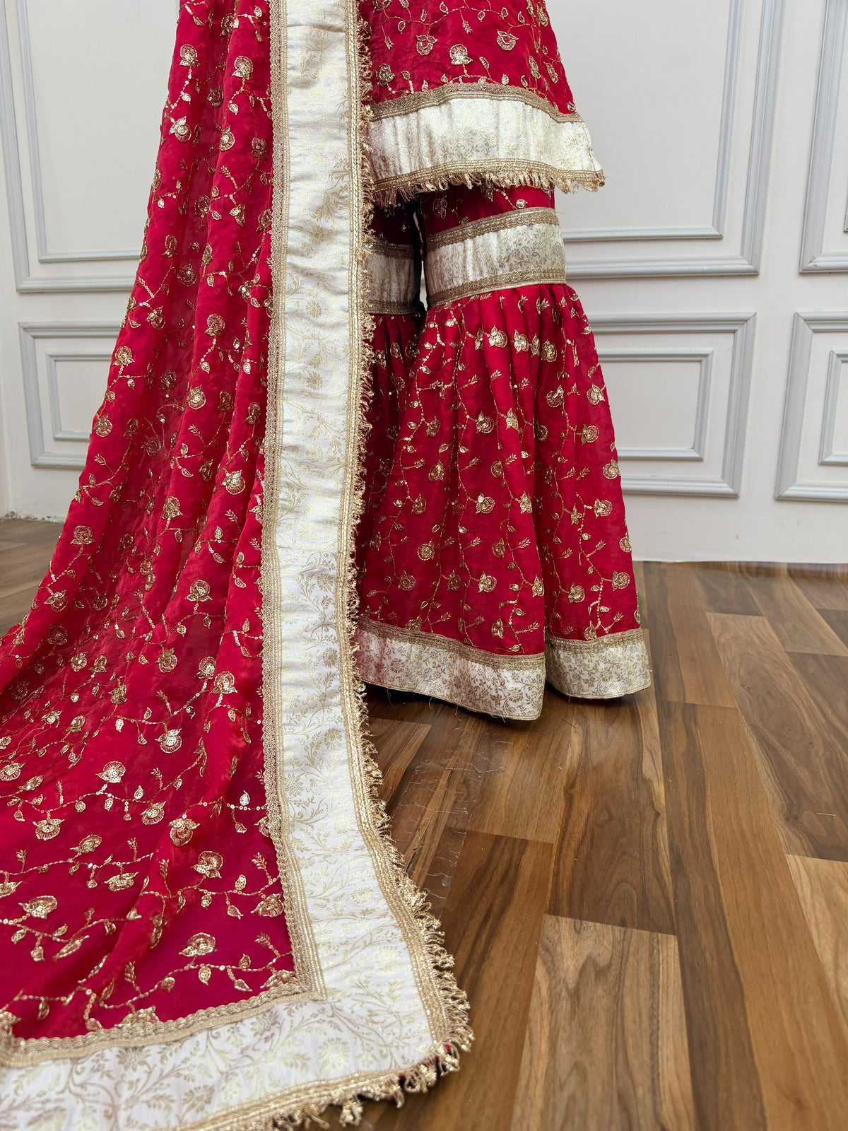 DEEP RANI PINK RAMPURI GHARARA