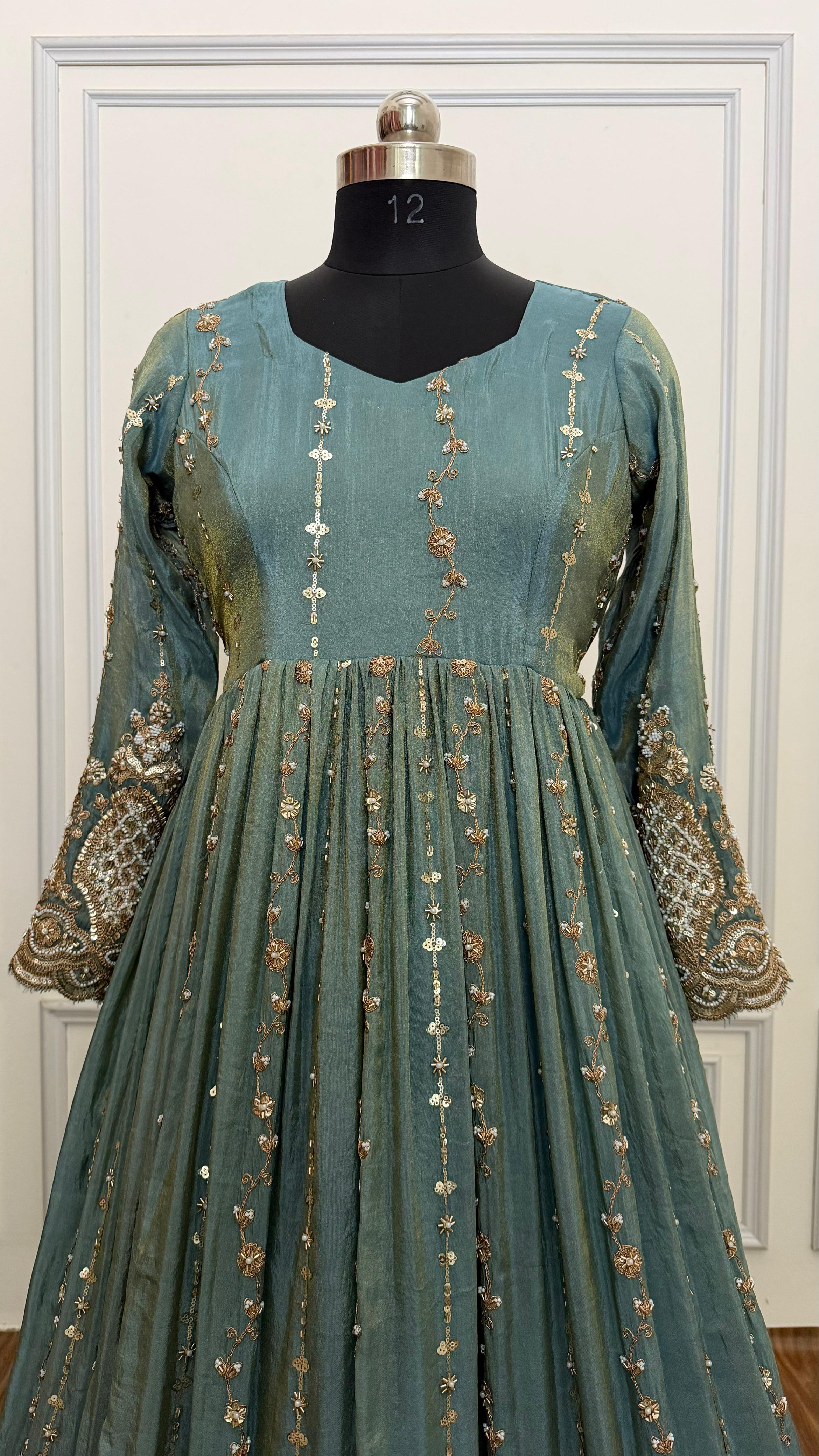POWDER BLUE SHADE MASSIVE WORK ANARKALI