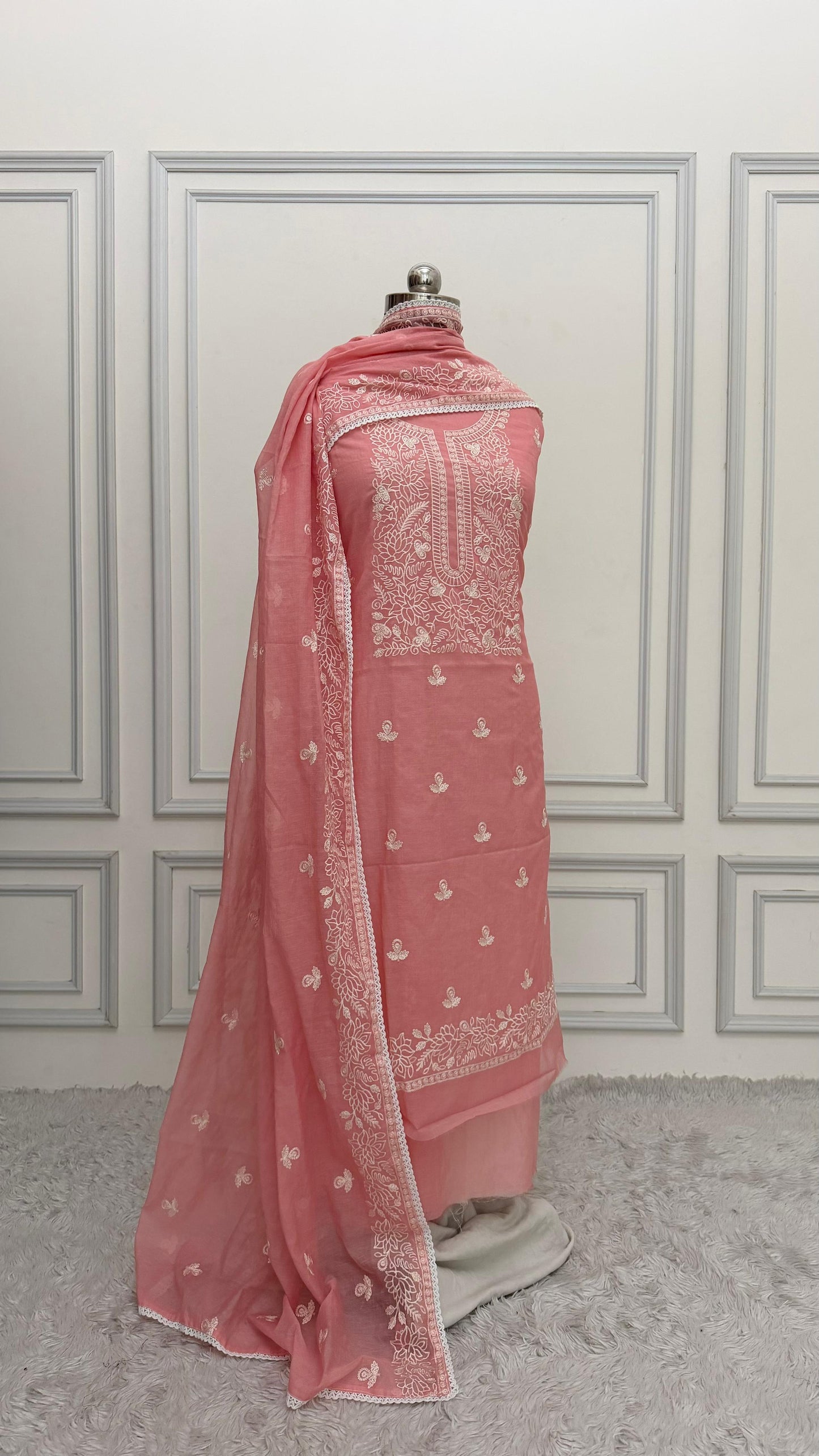 PASTLE PINK COTTON MUL 3 PIECE SUIT
