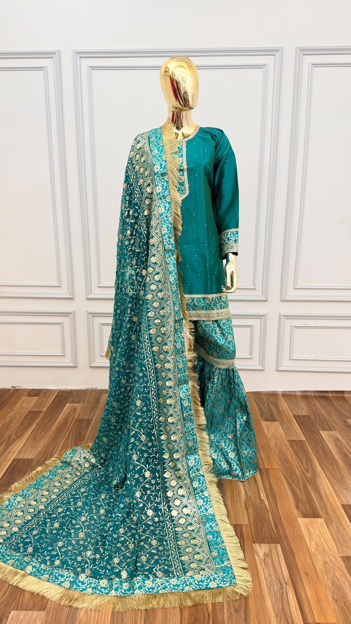 RAMA GREEN PLAN TOP KIMKHAB GHARARA