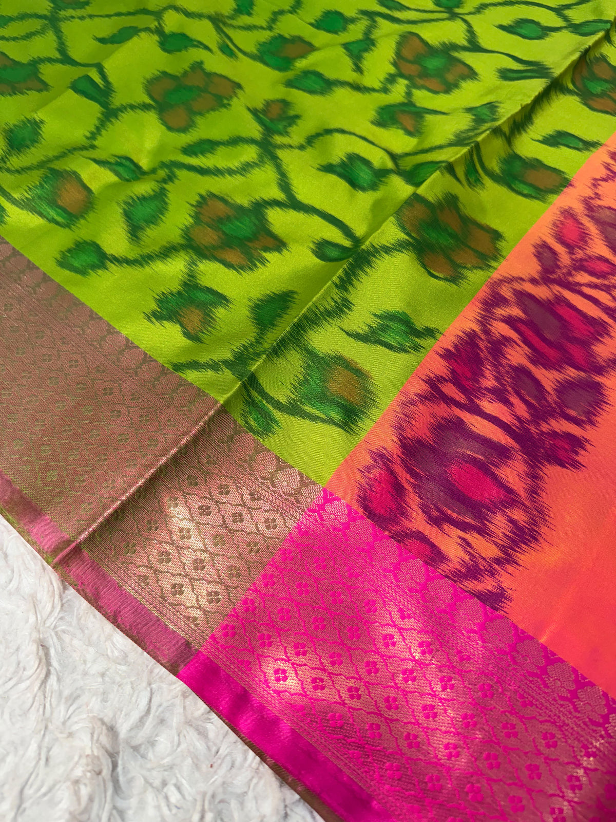 LIME IKAT PRINT SAREE