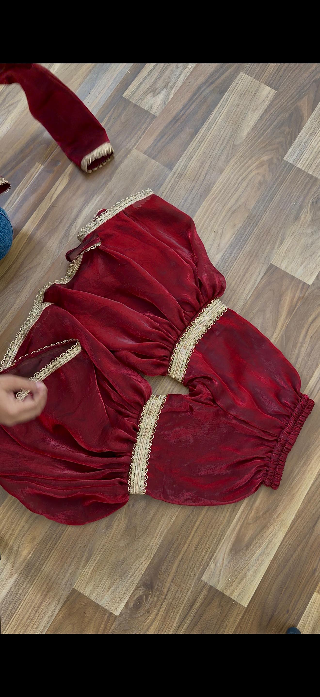 Italian shimmer silk based blood maroon gharara