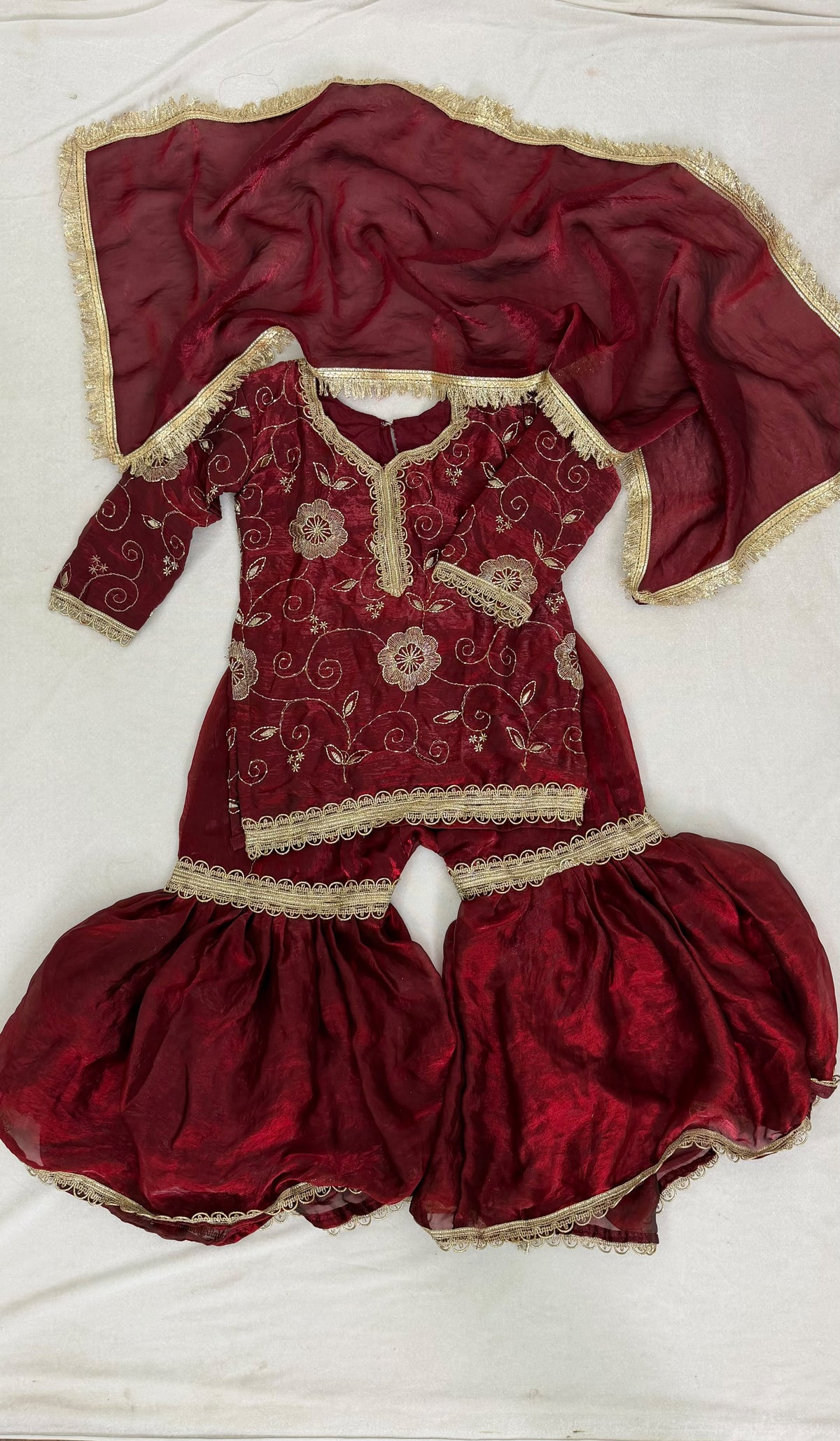 DEEP MAROON gharara for little princess