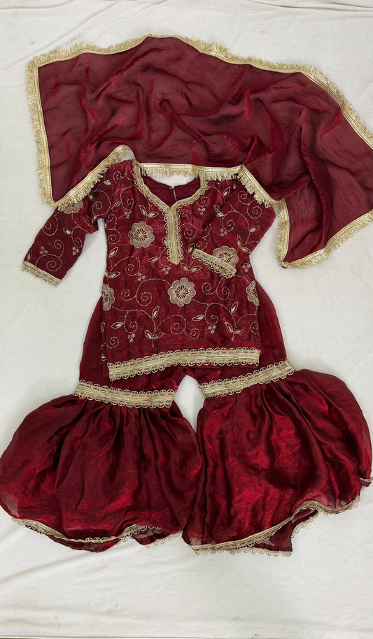 DEEP MAROON gharara for little princess
