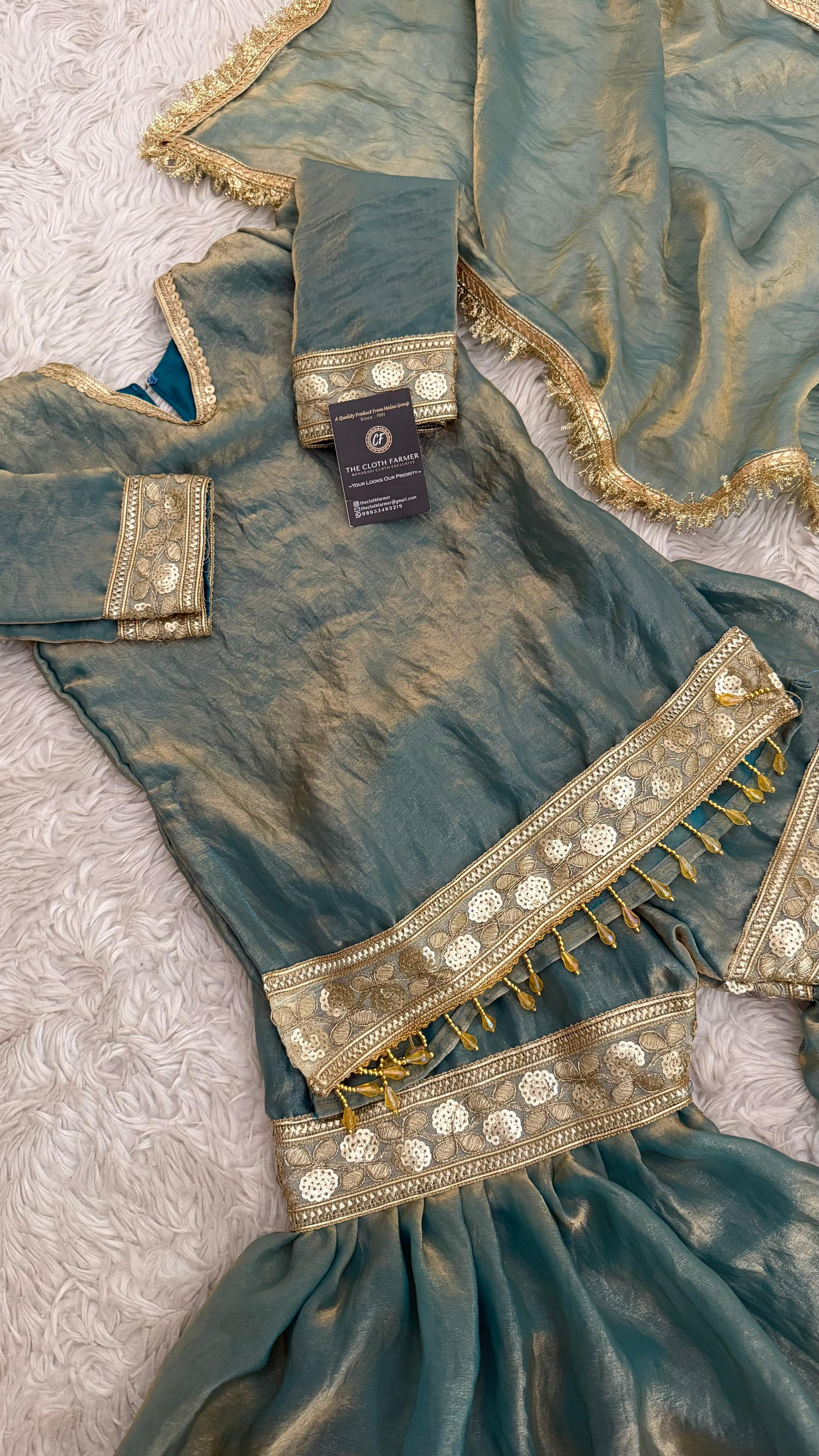 GOLDEN BLUE SHADE LITTLE PRINCESS GHARARA