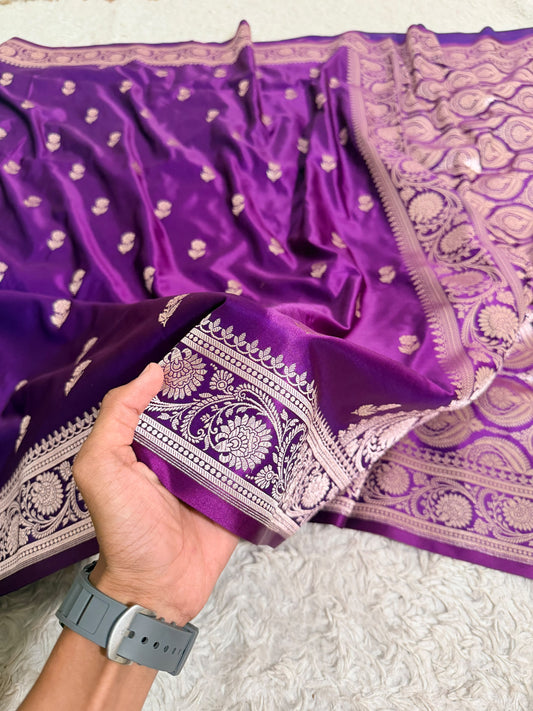 PURPLE MASHRU KATAAN SAREE