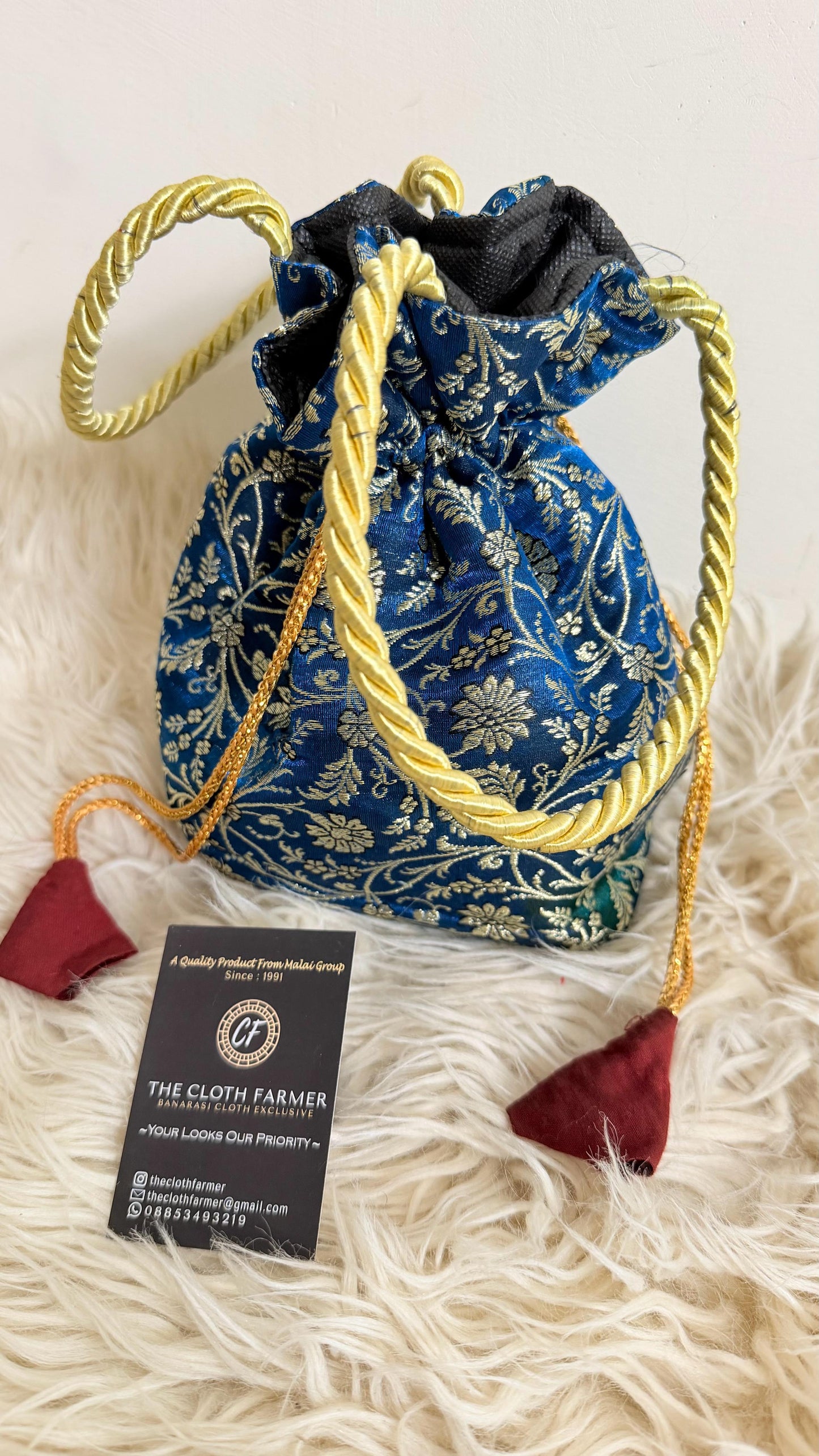 BLUE COLOR BANARASI KIMKHAB POTLI