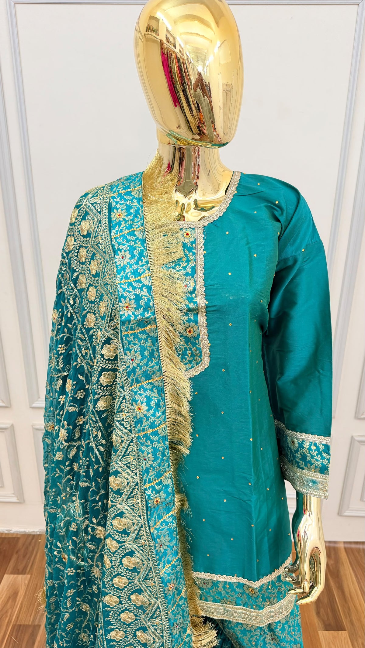 RAMA GREEN PLAN TOP KIMKHAB GHARARA