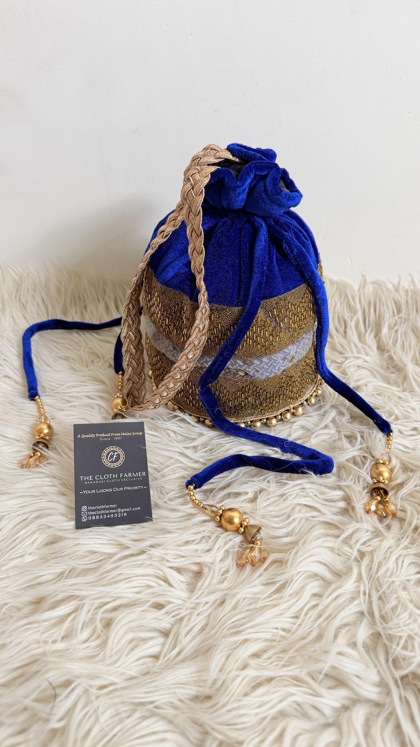 ROYAL BLUE COLOR BANARASI POTLI