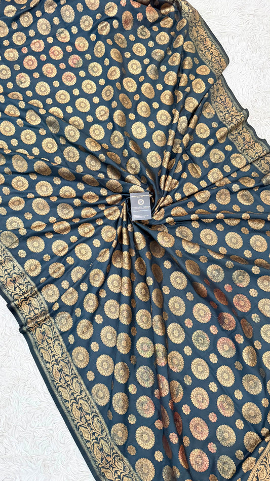 MASHRU SILK BRIGHT BLACK DUPATTA