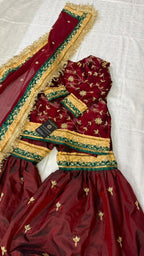 Dark blood maroon handwork gharara