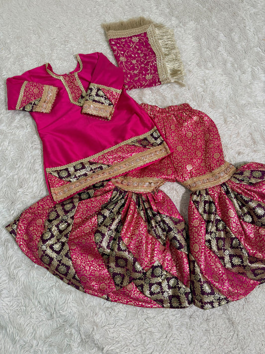 MOTHER DAUGHTER COMBO MULTI STRIPE GHARARA