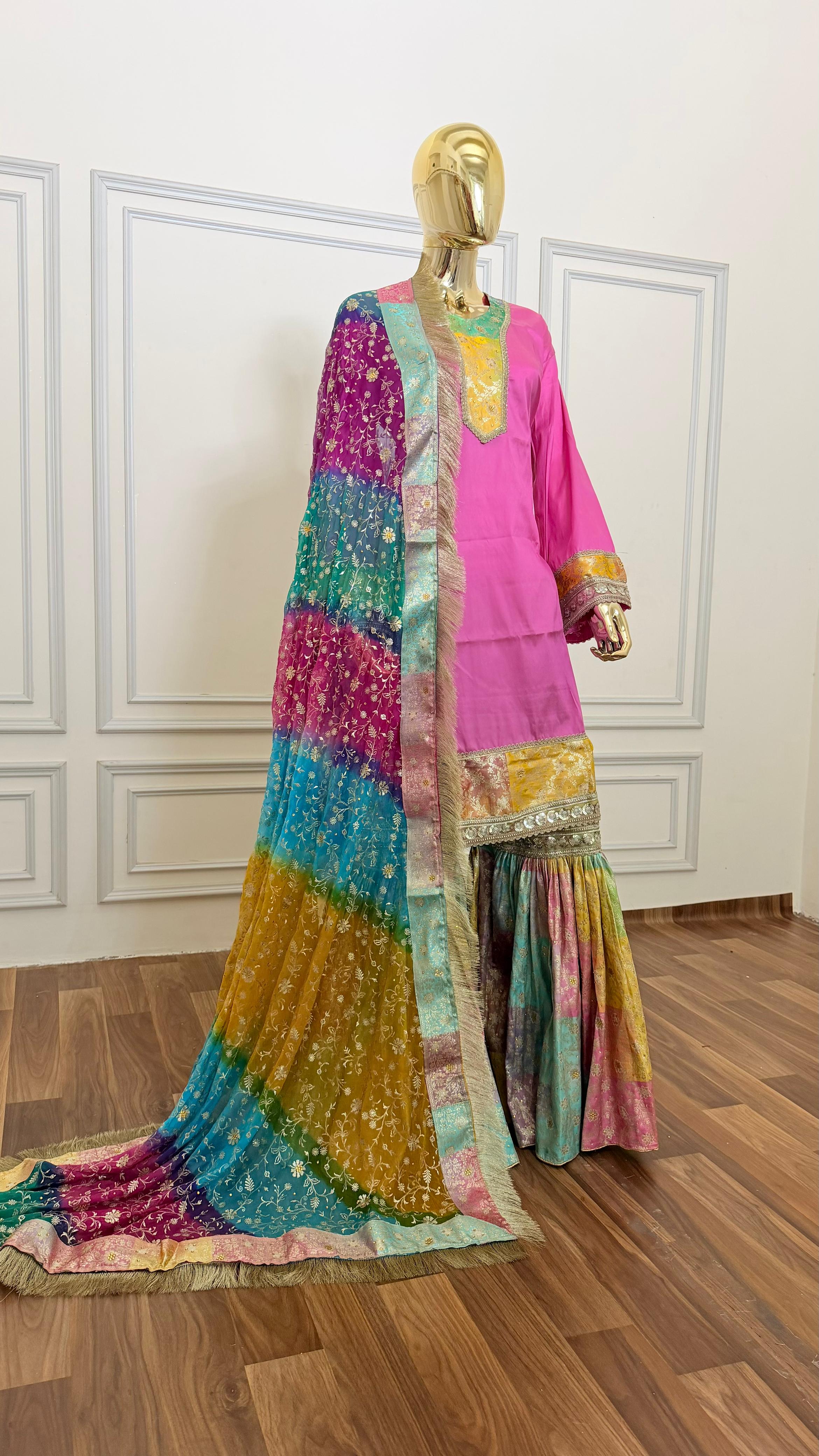 LIGHT SHADE MULTI GHARARA