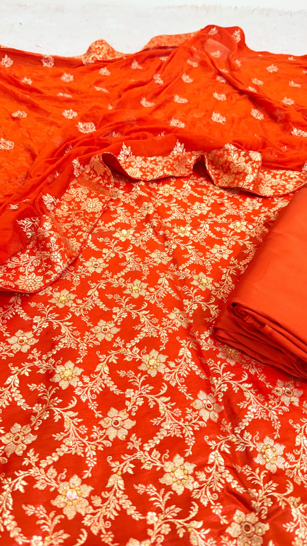 ORANGE BANARASI KIMKHAB SUIT