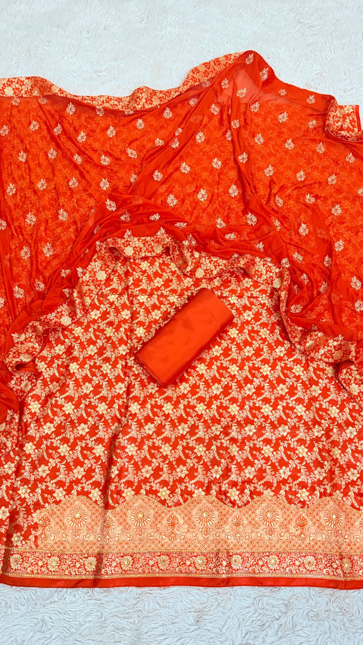 ORANGE BANARASI KIMKHAB SUIT