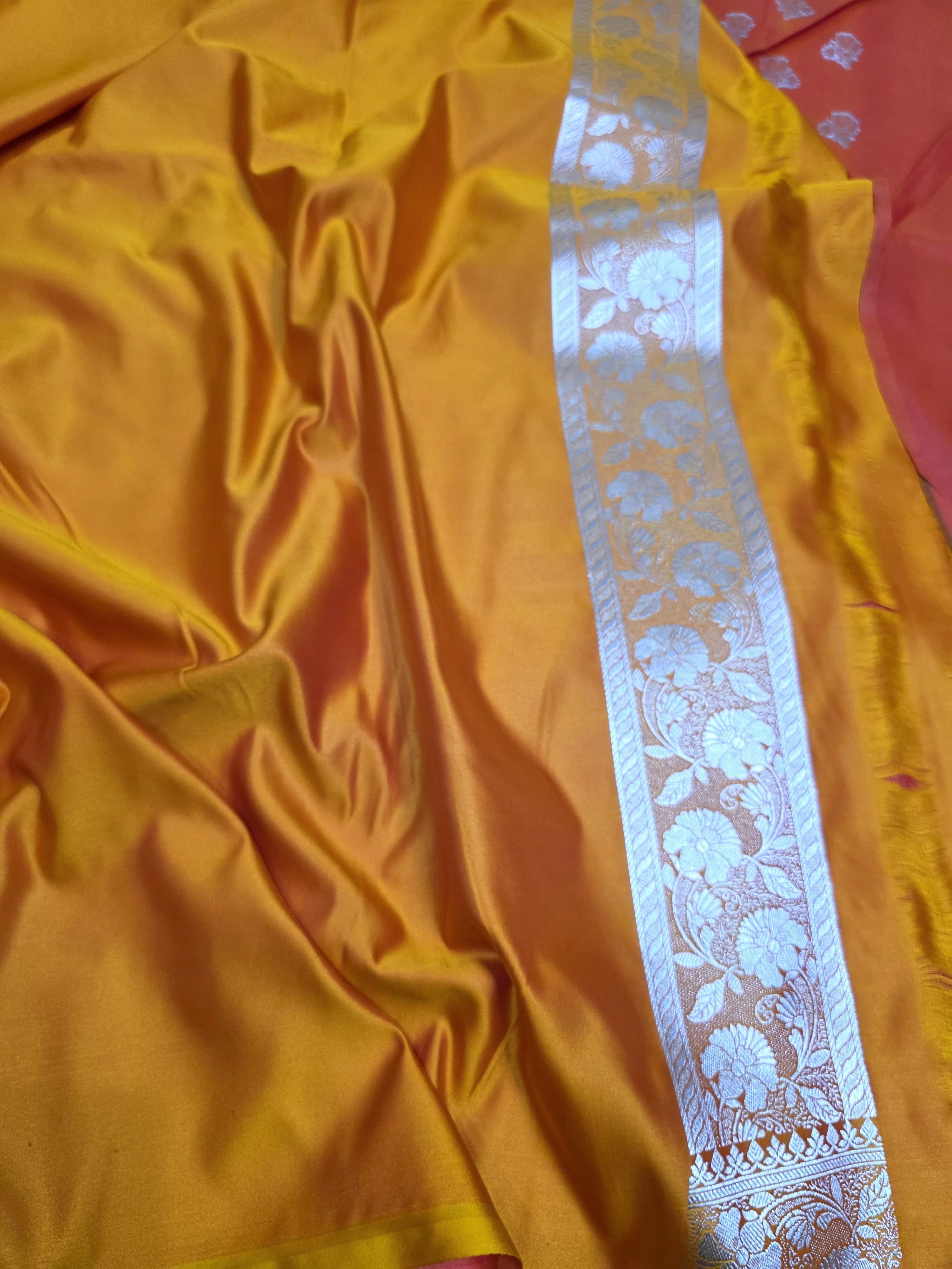 Mustard shade premium mashru silk saree