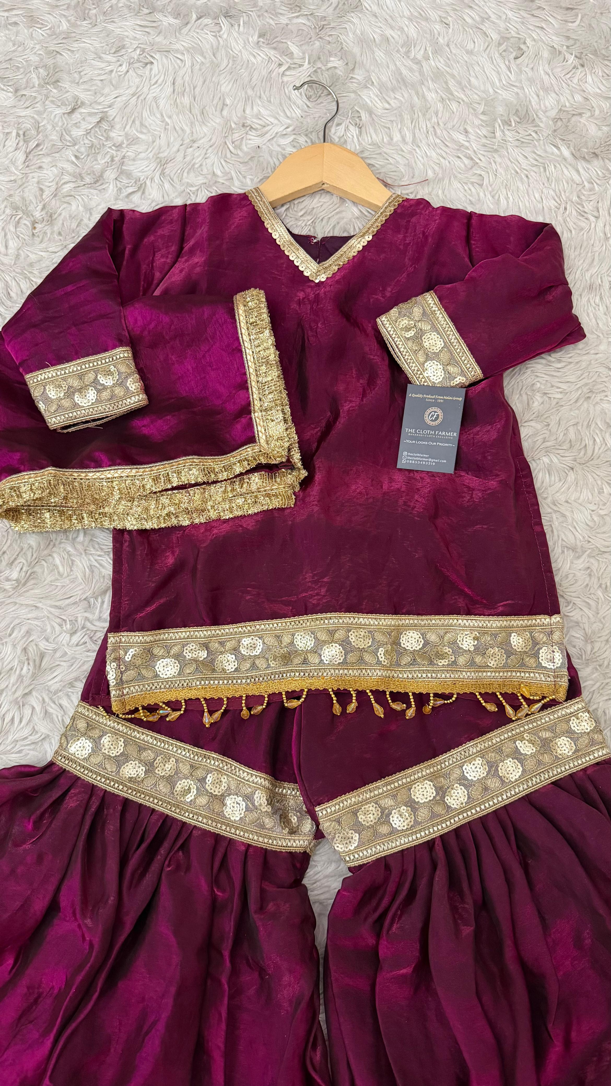 PINKISH WINE SHADE LITTLE PRINCESS GHARARA